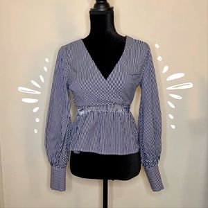 Express Blue and White Striped Blouse
